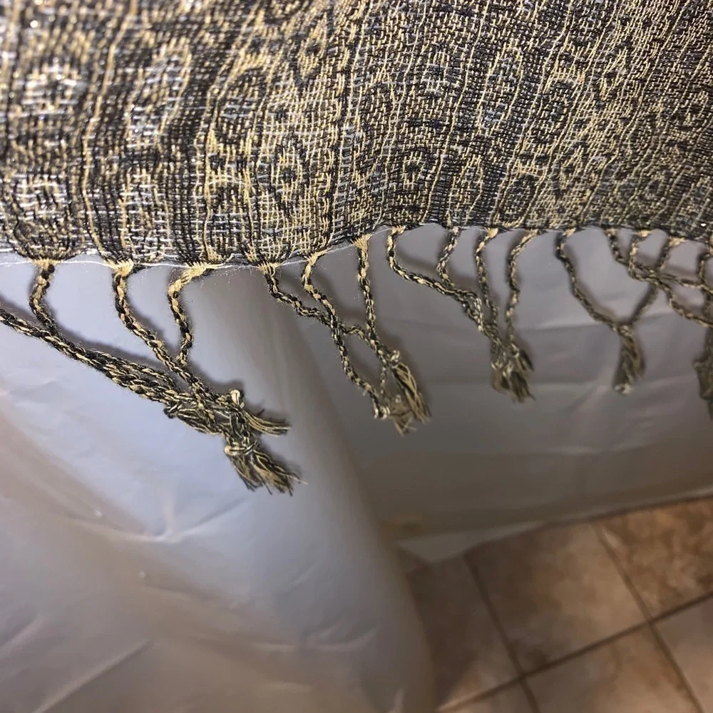Gorgeous Black & Gold Scarf Long & Hand Knotted
